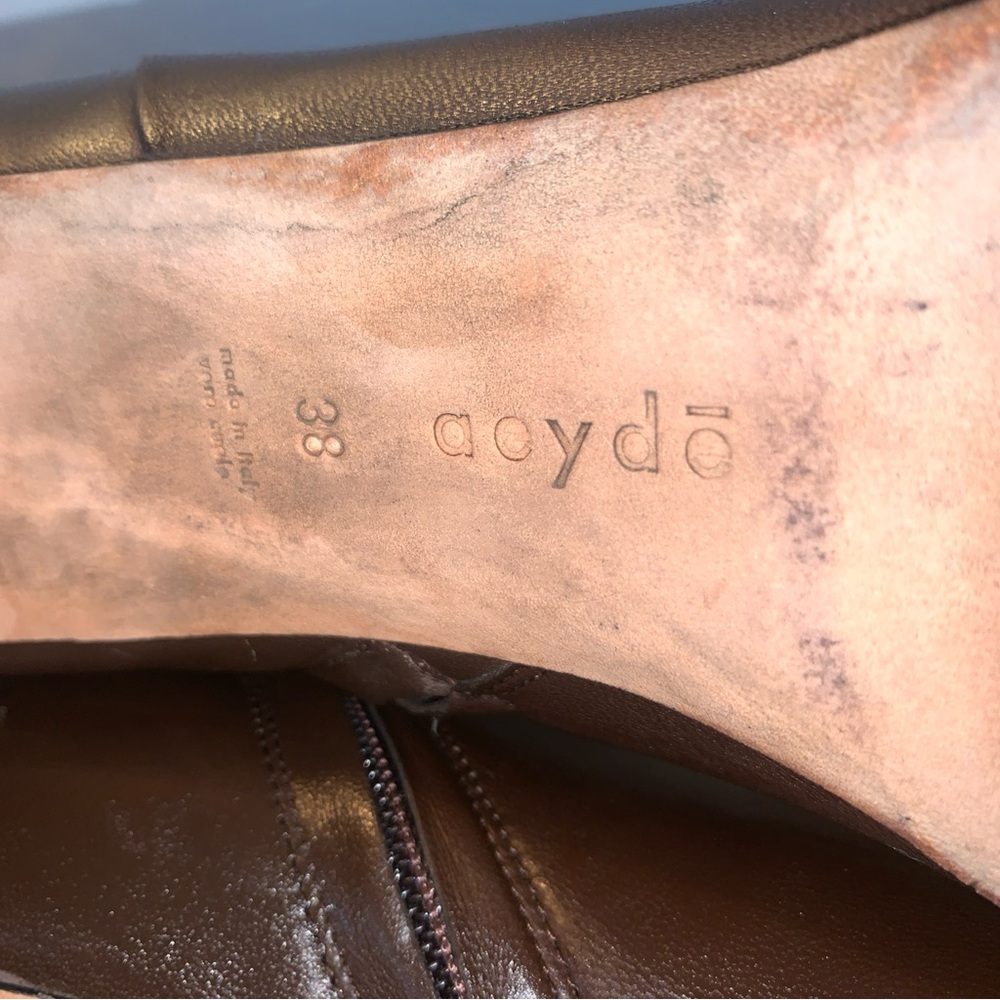 Aeyde Brown Leather Ankle Boots size:38 (7-7.5) 3” heel made in Italy - Picture 9 of 15